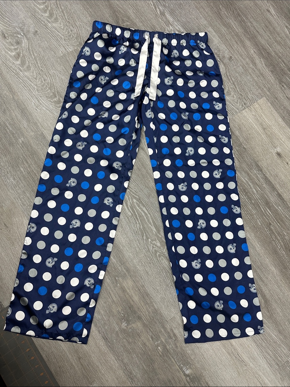 Dallas Cowboys Satin Silky Soft Pajama Pants Medium Polka Dot Blue Sleep Texas